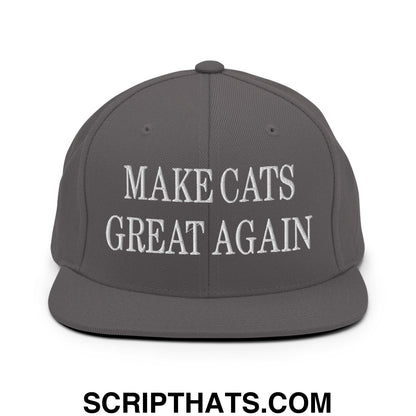 Make Cats Great Again Embroidered Flat Bill Brim Snapback Hat Dark Grey