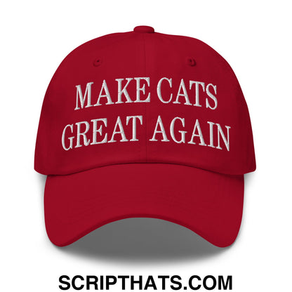 Make Cats Great Again Embroidered Unstructured Dad Hat Cranberry