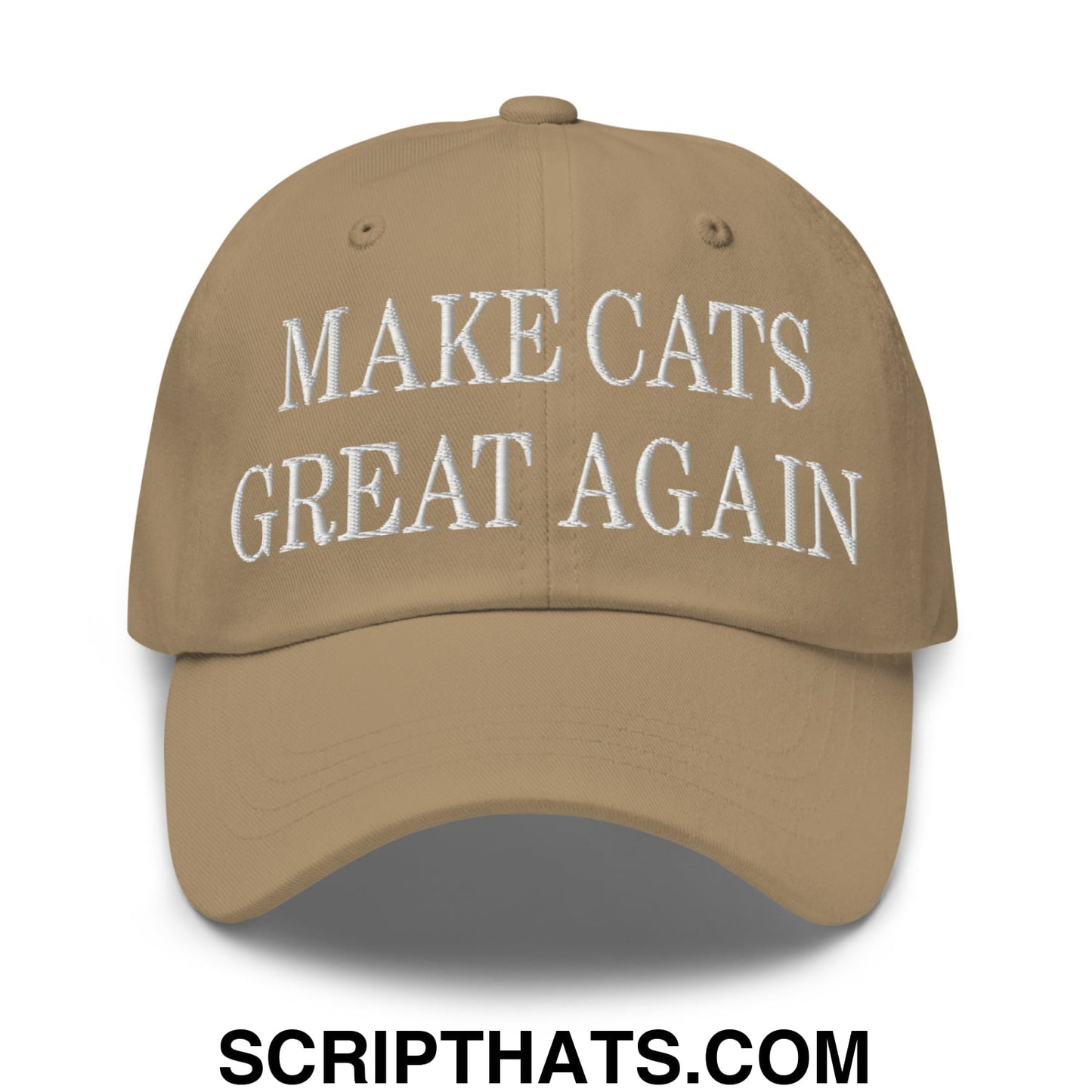 Make Cats Great Again Embroidered Unstructured Dad Hat Khaki
