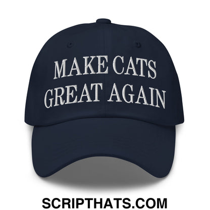 Make Cats Great Again Embroidered Unstructured Dad Hat Navy