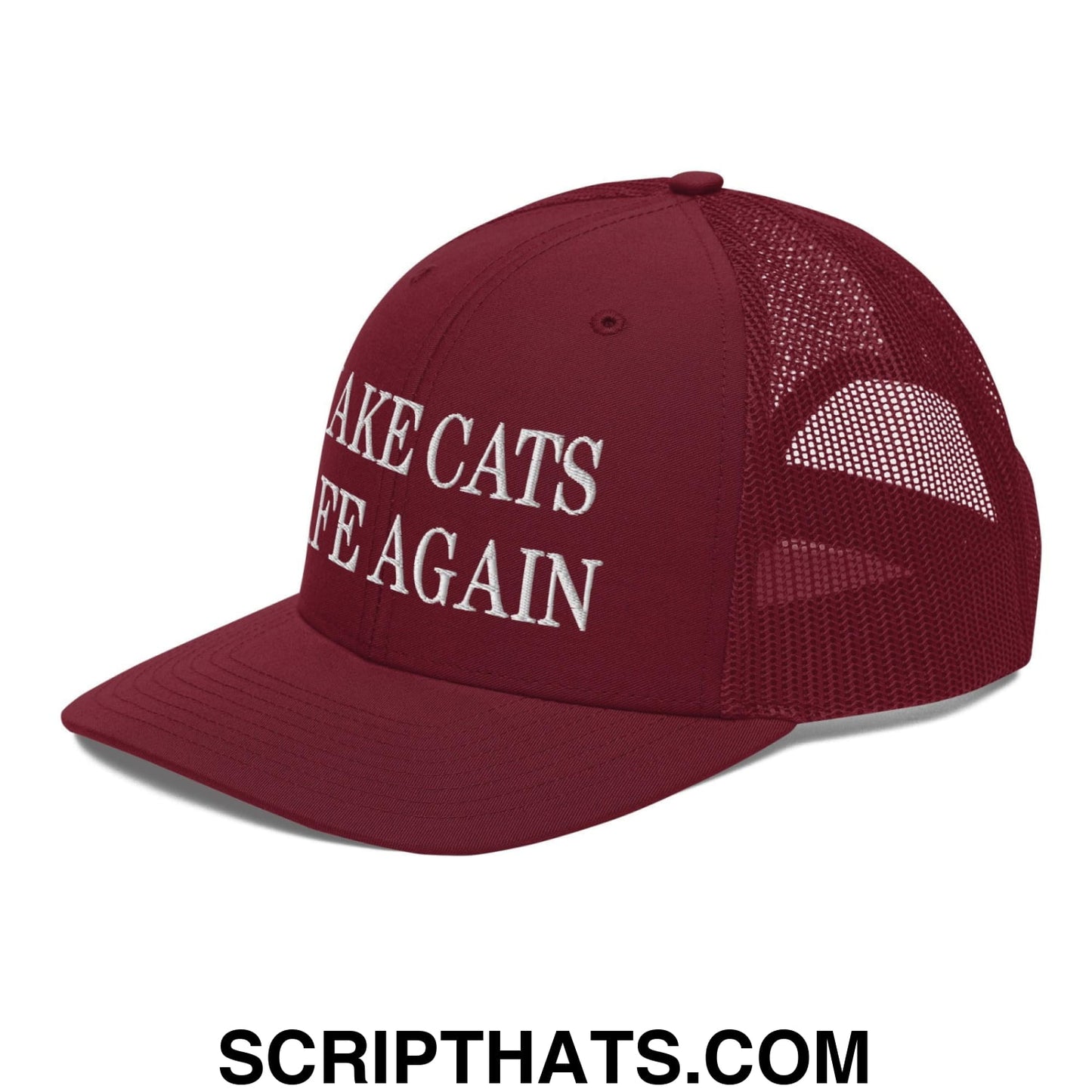 Make Cats Safe Again Embroidered Classic Mesh Trucker Hat Cardinal