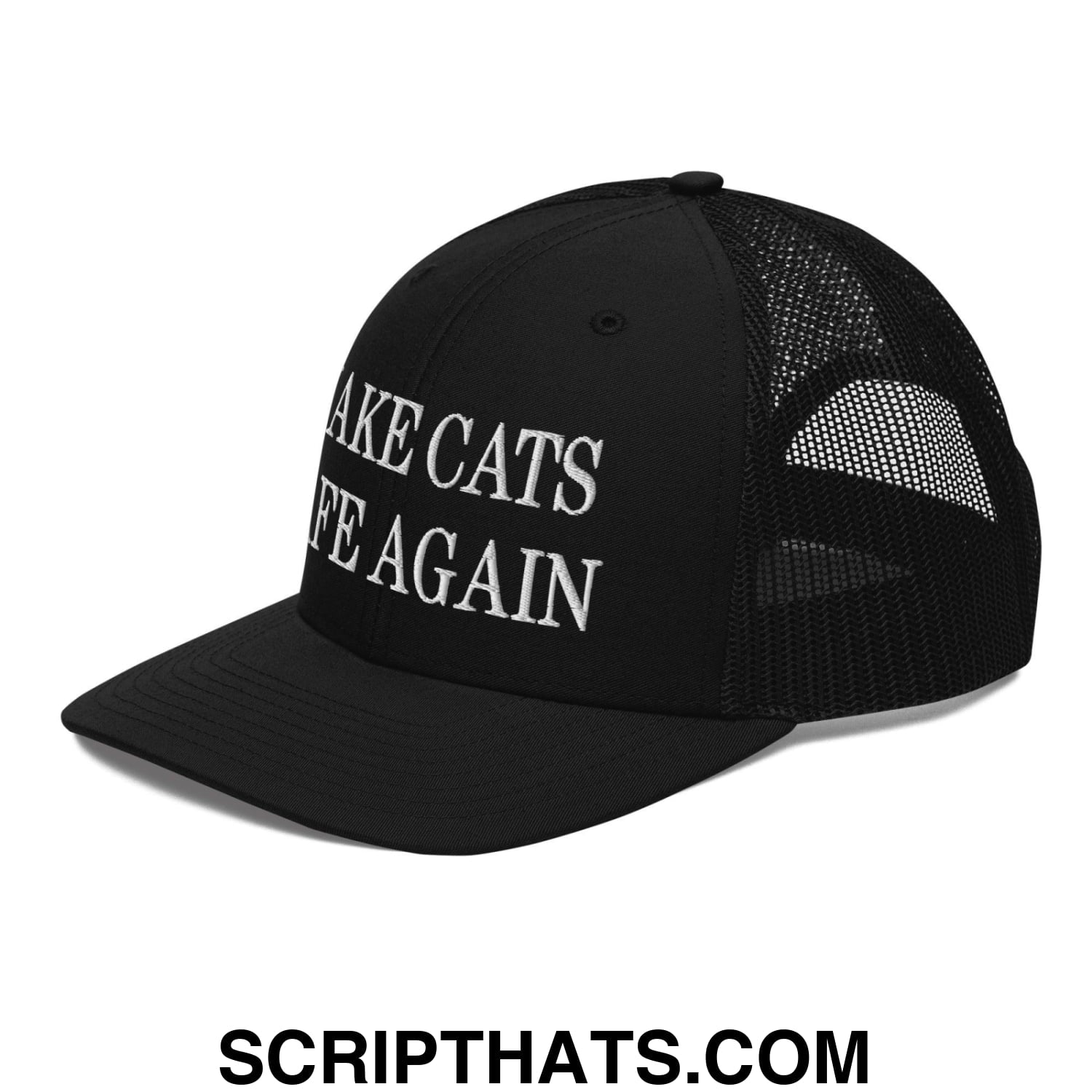 Make Cats Safe Again Embroidered Classic Mesh Trucker Hat Black