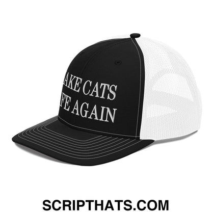 Make Cats Safe Again Embroidered Classic Mesh Trucker Hat Black White