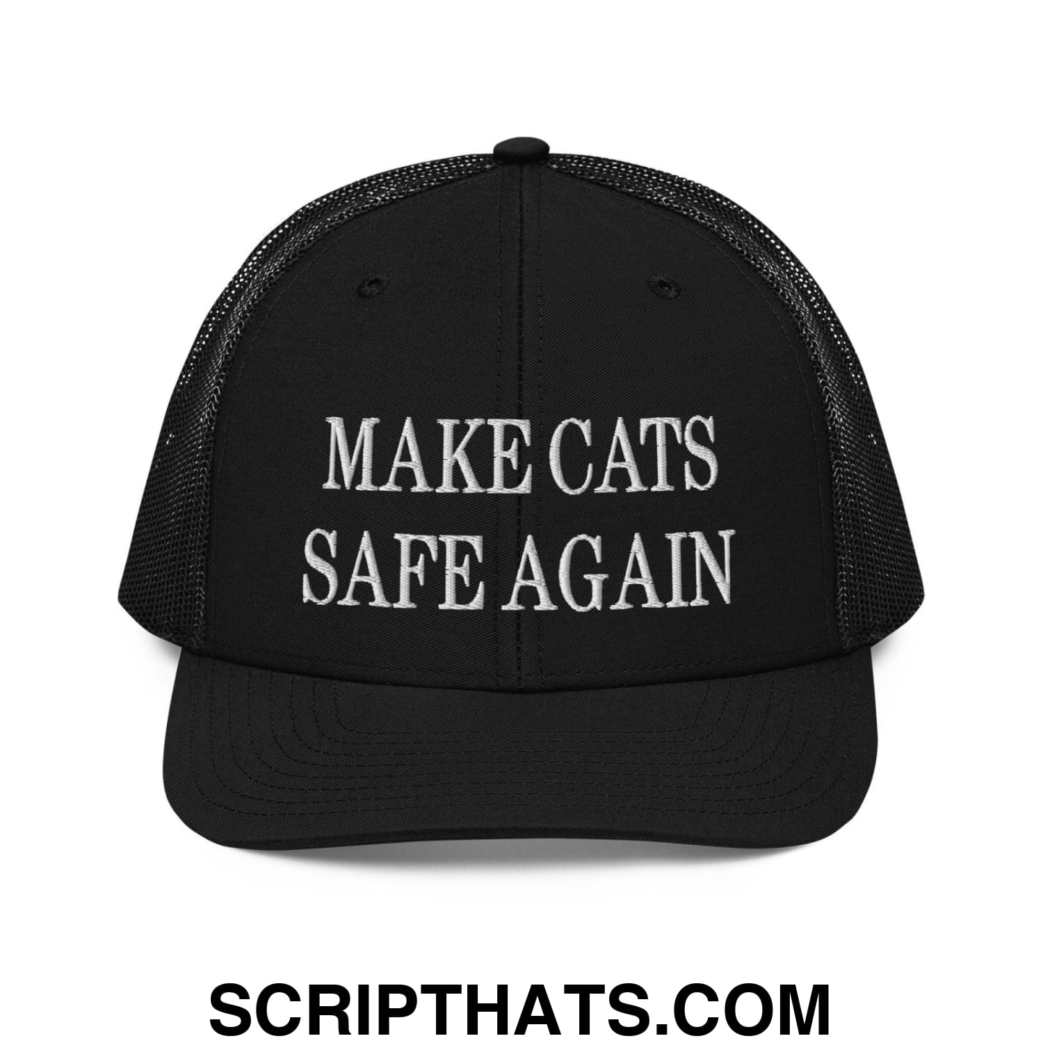 Make Cats Safe Again Embroidered Classic Mesh Trucker Hat Black