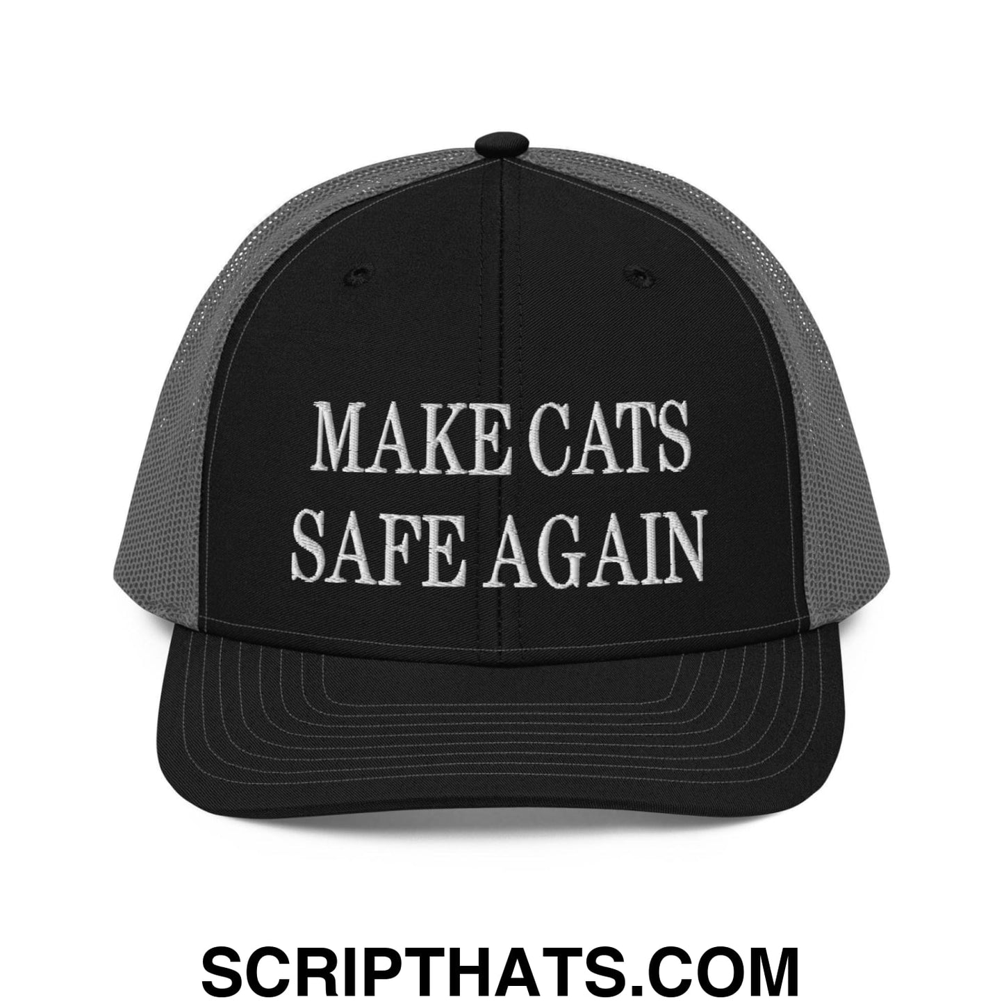 Make Cats Safe Again Embroidered Classic Mesh Trucker Hat Black Charcoal