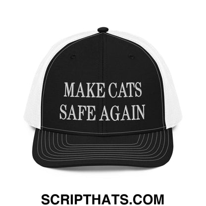 Make Cats Safe Again Embroidered Classic Mesh Trucker Hat Black White