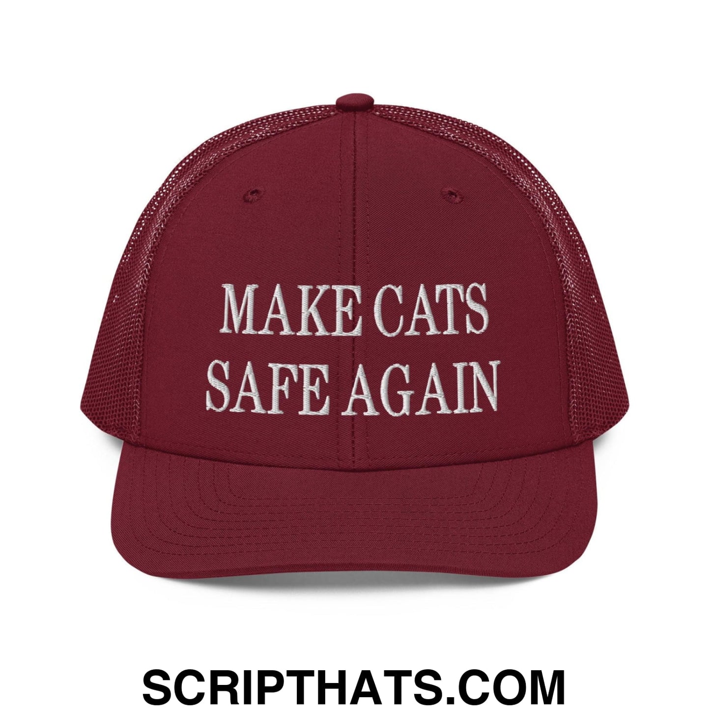 Make Cats Safe Again Embroidered Classic Mesh Trucker Hat Cardinal
