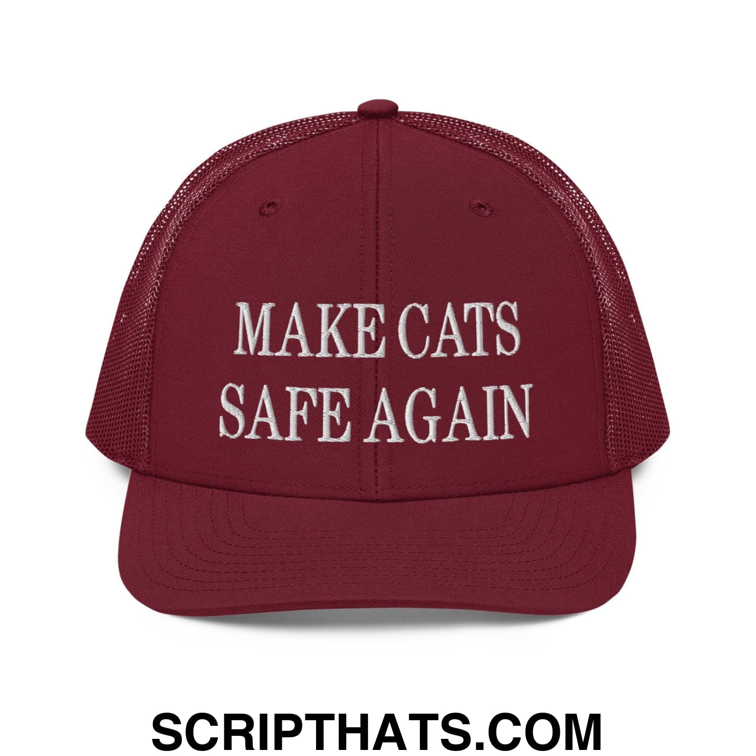 Make Cats Safe Again Embroidered Classic Mesh Trucker Hat Cardinal