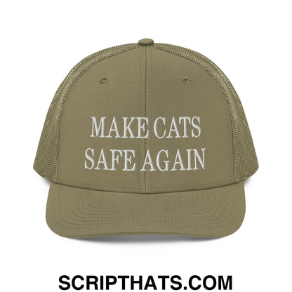 Make Cats Safe Again Embroidered Classic Mesh Trucker Hat Loden