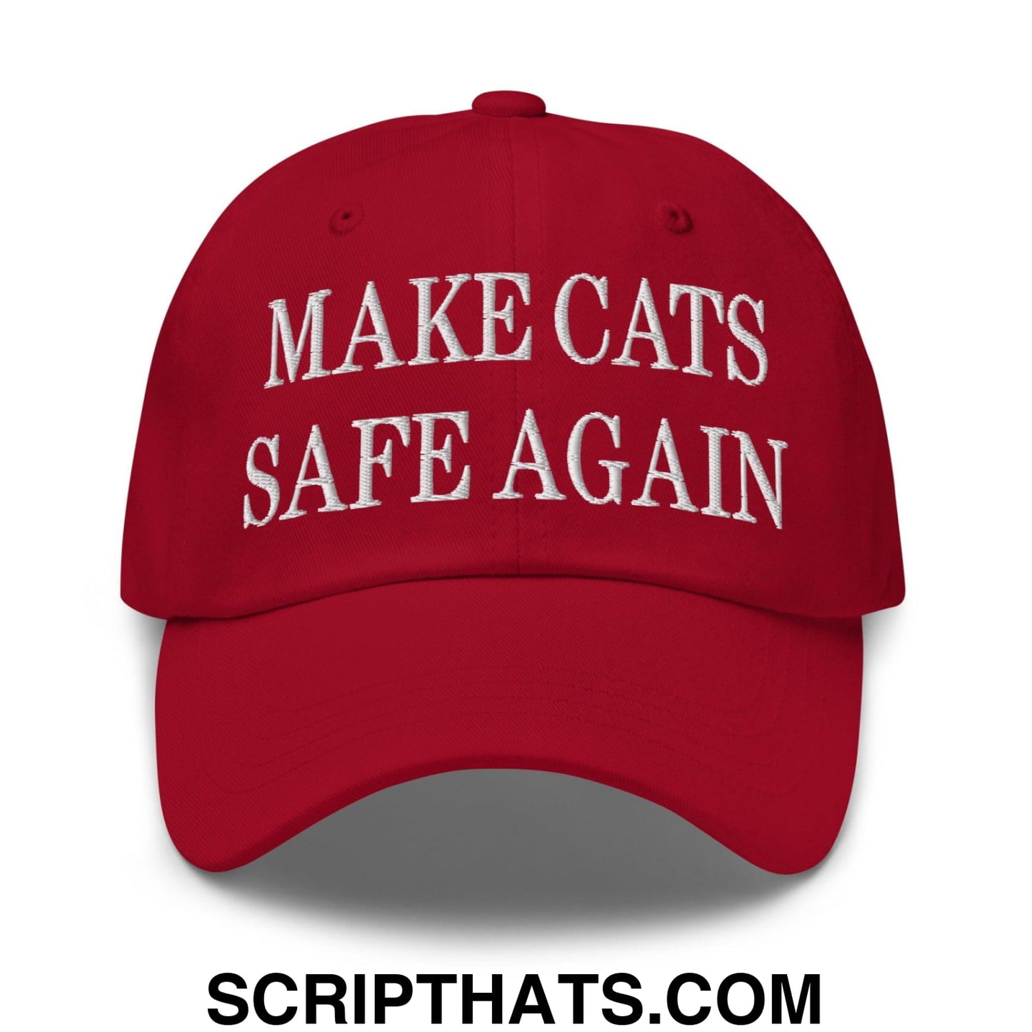 Make Cats Safe Again Embroidered Dad Hat Cranberry