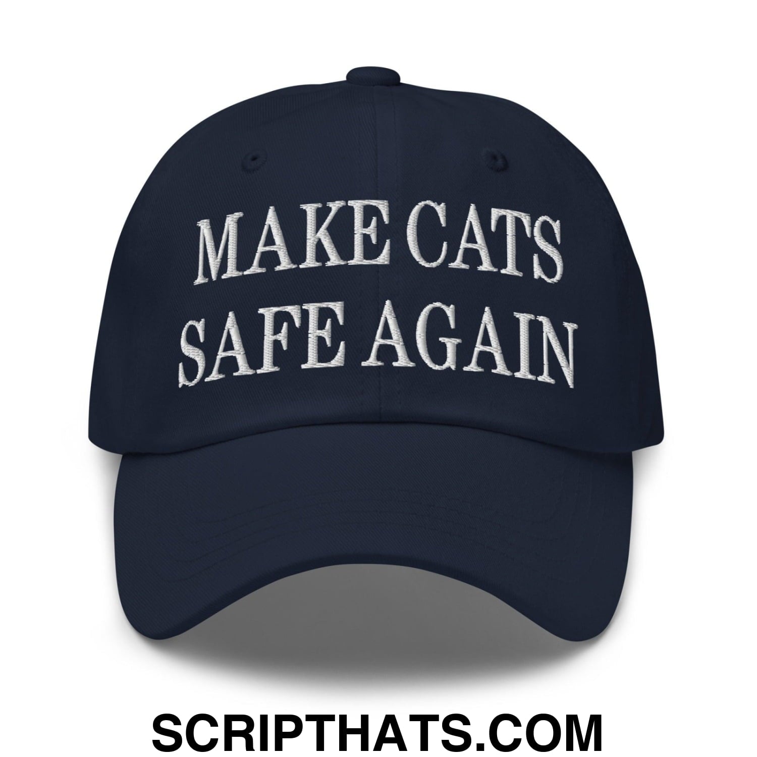 Make Cats Safe Again Embroidered Dad Hat Navy