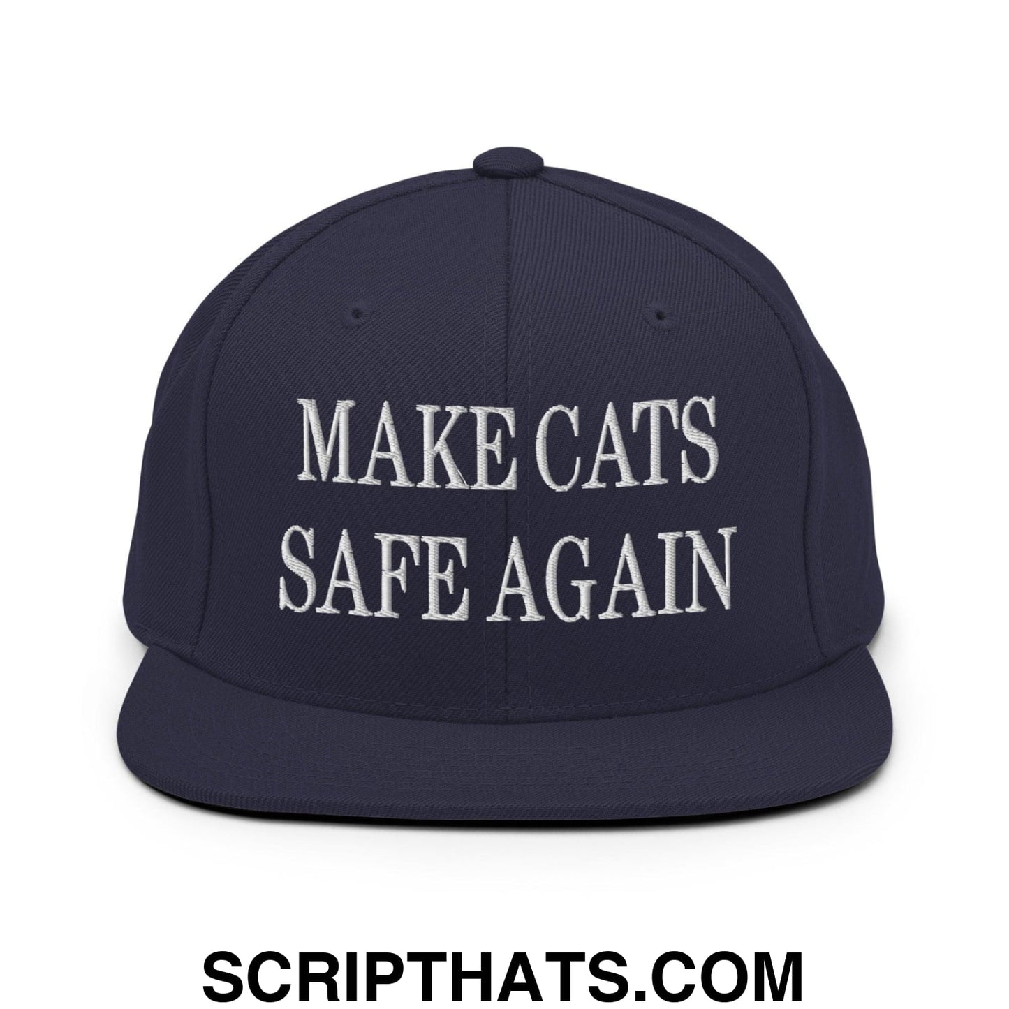 Make Cats Safe Again Embroidered Flat Bill Brim Snapback Hat Navy