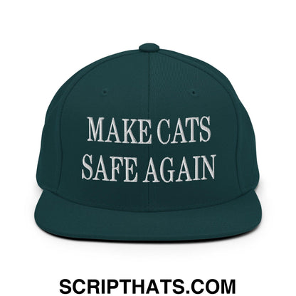 Make Cats Safe Again Embroidered Flat Bill Brim Snapback Hat Spruce