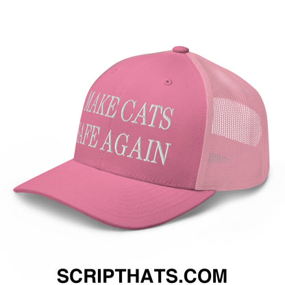 Make Cats Safe Again Embroidered Mesh Trucker Hat Pink