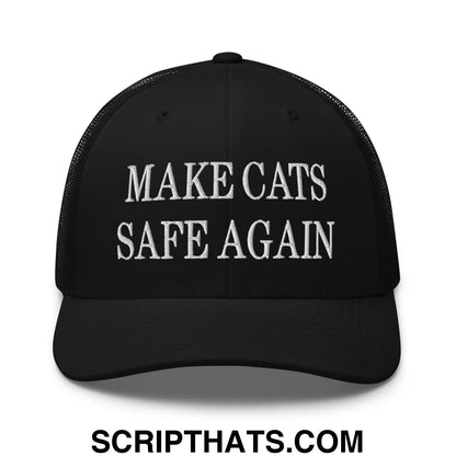 Make Cats Safe Again Embroidered Mesh Trucker Hat Black
