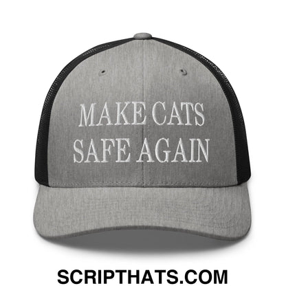 Make Cats Safe Again Embroidered Mesh Trucker Hat Heather Black