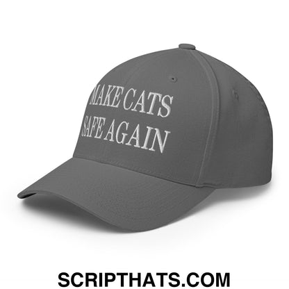 Make Cats Safe Again Embroidered Stretch Fit Baseball Hat Grey