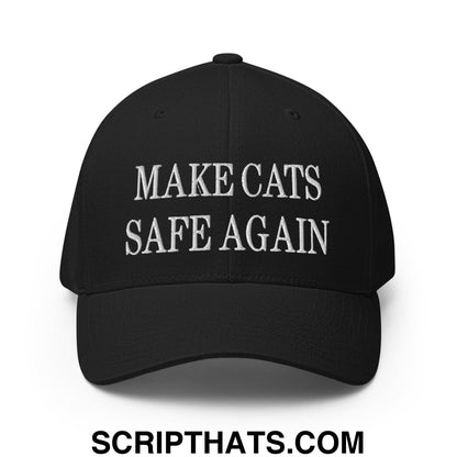 Make Cats Safe Again Embroidered Stretch Fit Baseball Hat Black