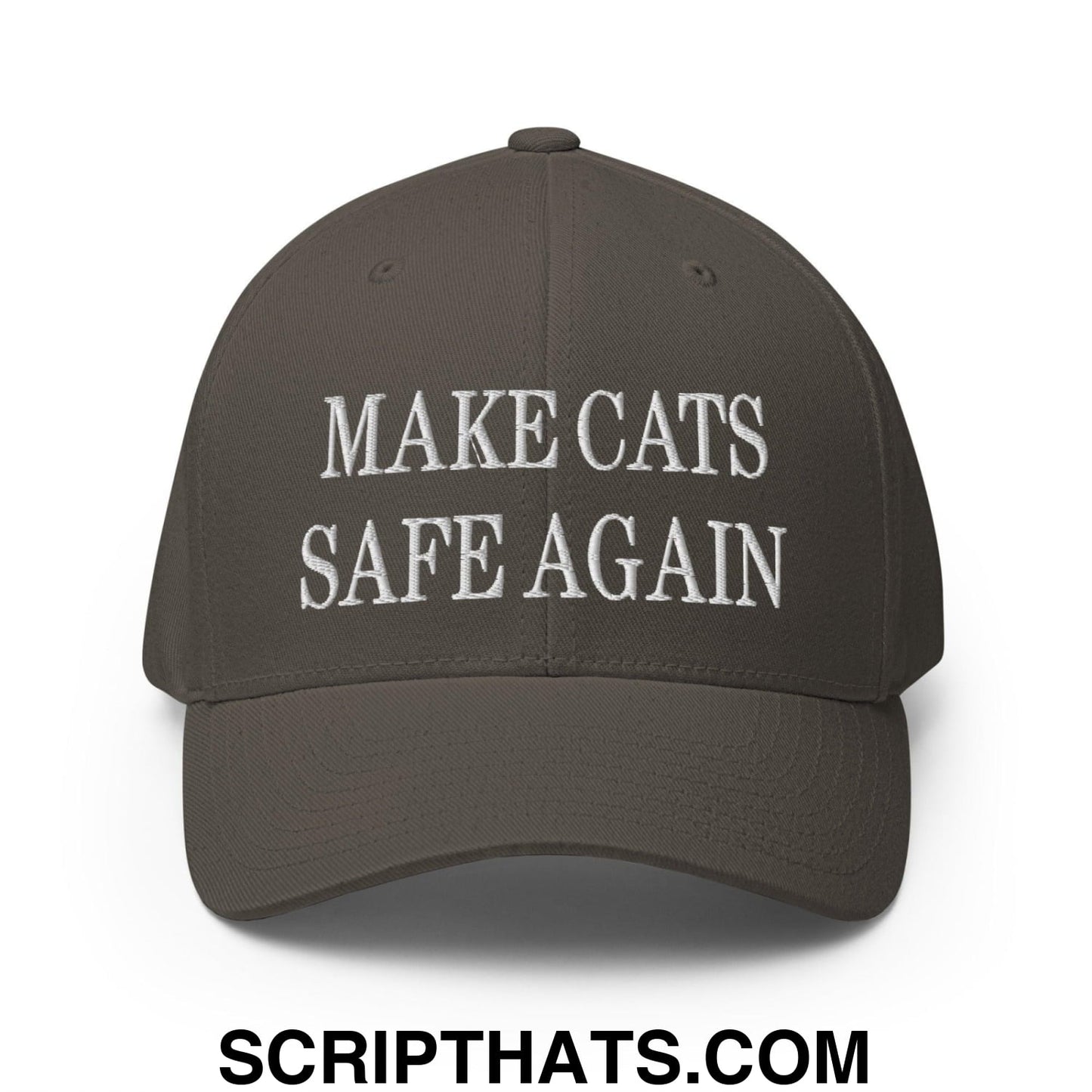 Make Cats Safe Again Embroidered Stretch Fit Baseball Hat Dark Grey
