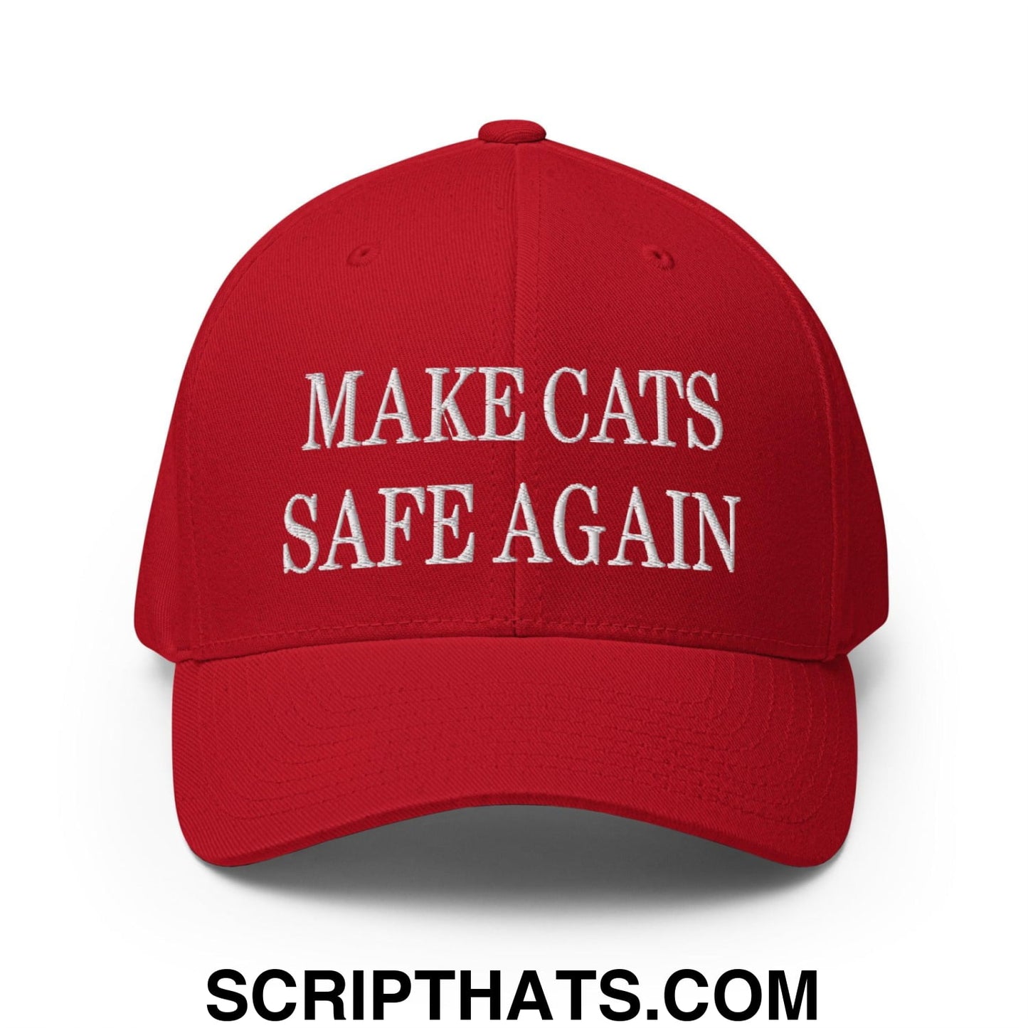 Make Cats Safe Again Embroidered Stretch Fit Baseball Hat Red