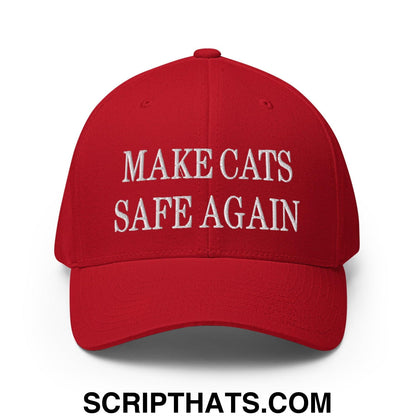 Make Cats Safe Again Embroidered Stretch Fit Baseball Hat Red