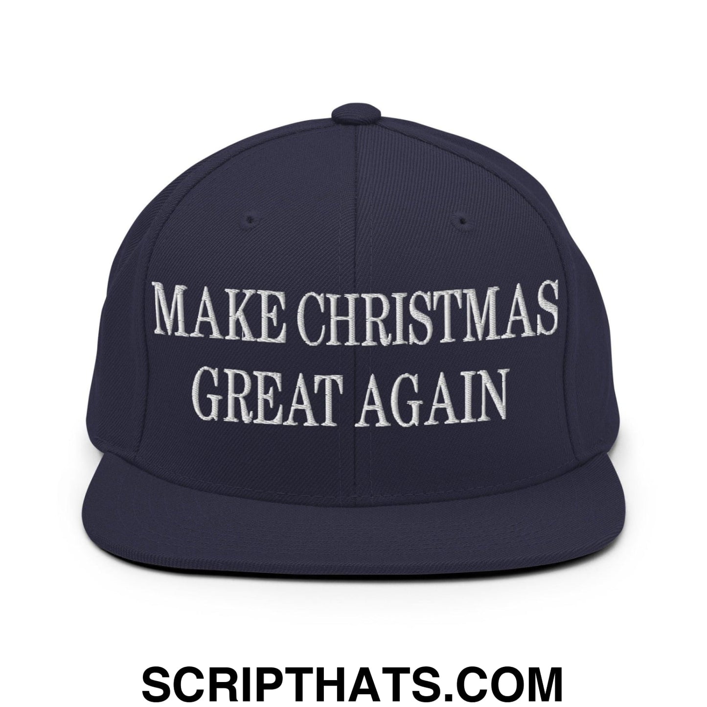 Make Christmas Great Again Embroidered Flat Bill Brim Snapback Hat Navy