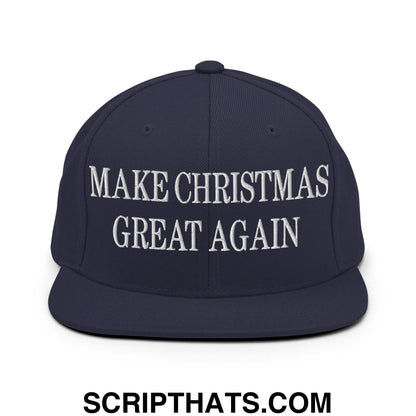 Make Christmas Great Again Embroidered Flat Bill Brim Snapback Hat Navy