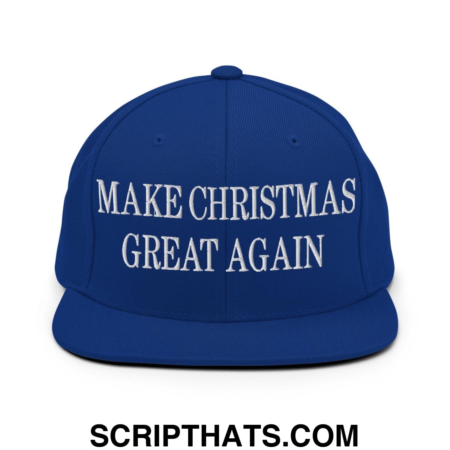 Make Christmas Great Again Embroidered Flat Bill Brim Snapback Hat Royal Blue