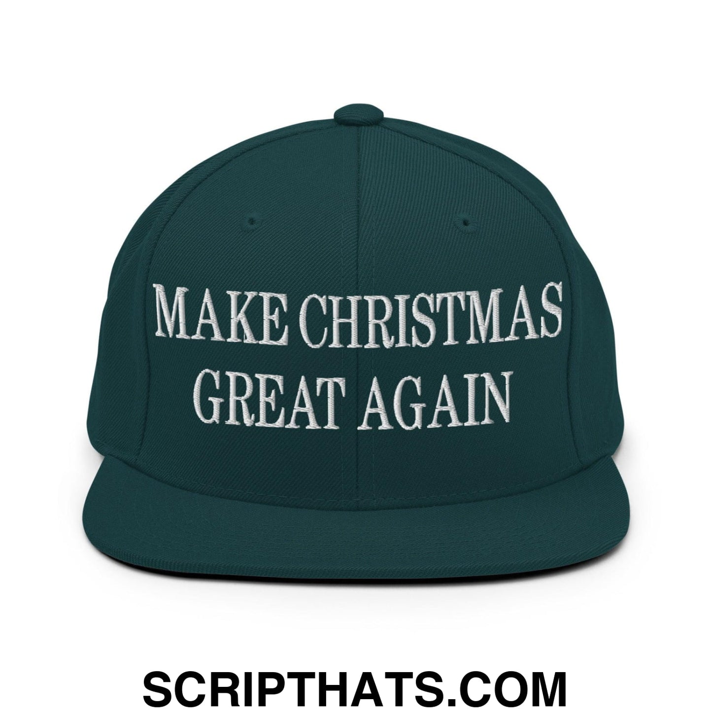 Make Christmas Great Again Embroidered Flat Bill Brim Snapback Hat Spruce
