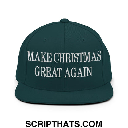Make Christmas Great Again Embroidered Flat Bill Brim Snapback Hat Spruce