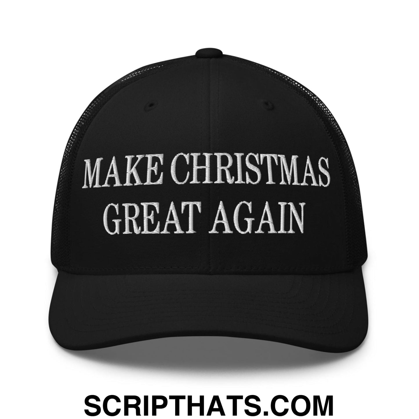 Make Christmas Great Again Embroidered Mesh Trucker Hat Black