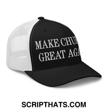 Make Church Great Again Embroidered Mesh Trucker Hat Black White