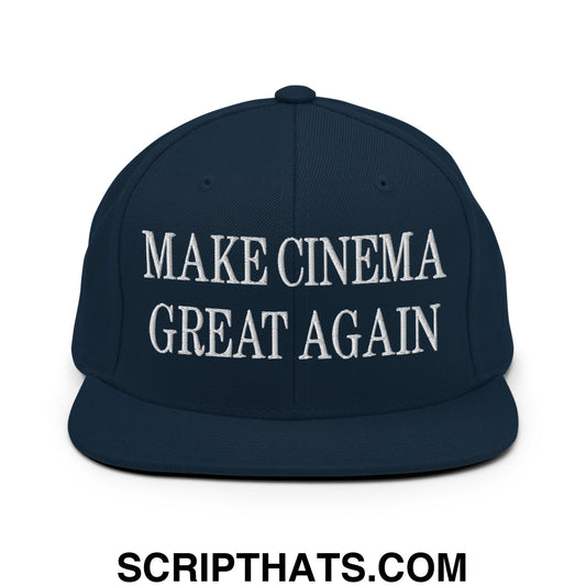 Make Cinema Great Again Embroidered Flat Bill Brim Snapback Hat Dark Navy