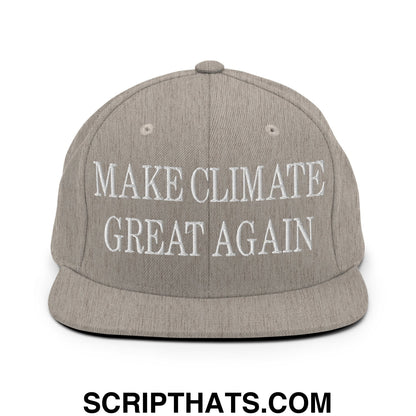 Make Climate Great Again Embroidered Flat Bill Brim Snapback Hat Heather Grey