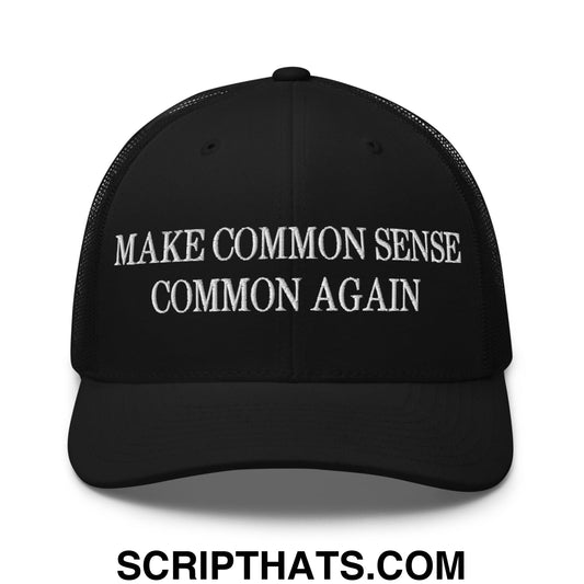 Make Common Sense Common Again Embroidered Mesh Trucker Hat Black