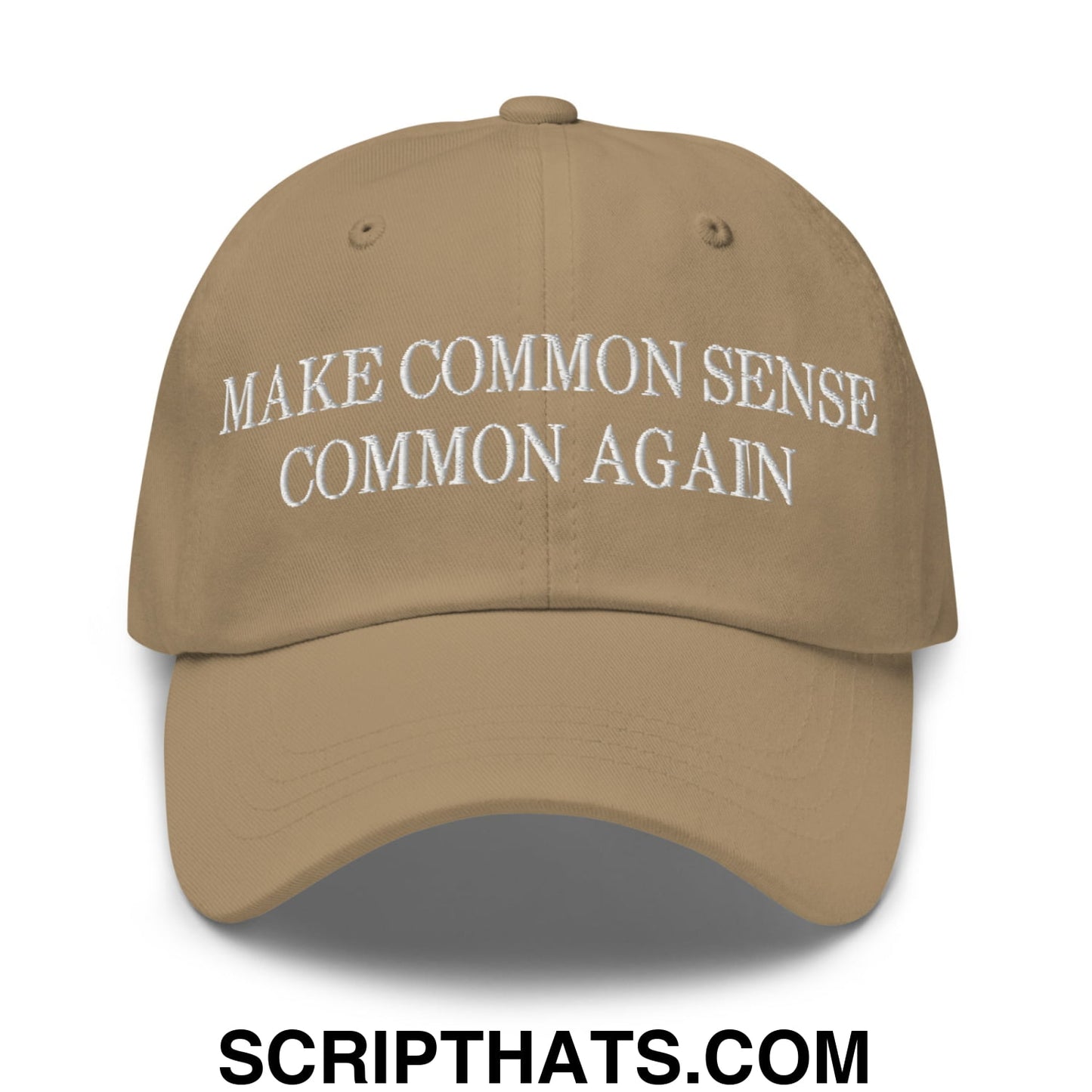 Make Common Sense Common Again Embroidered Unstructured Dad Hat Khaki
