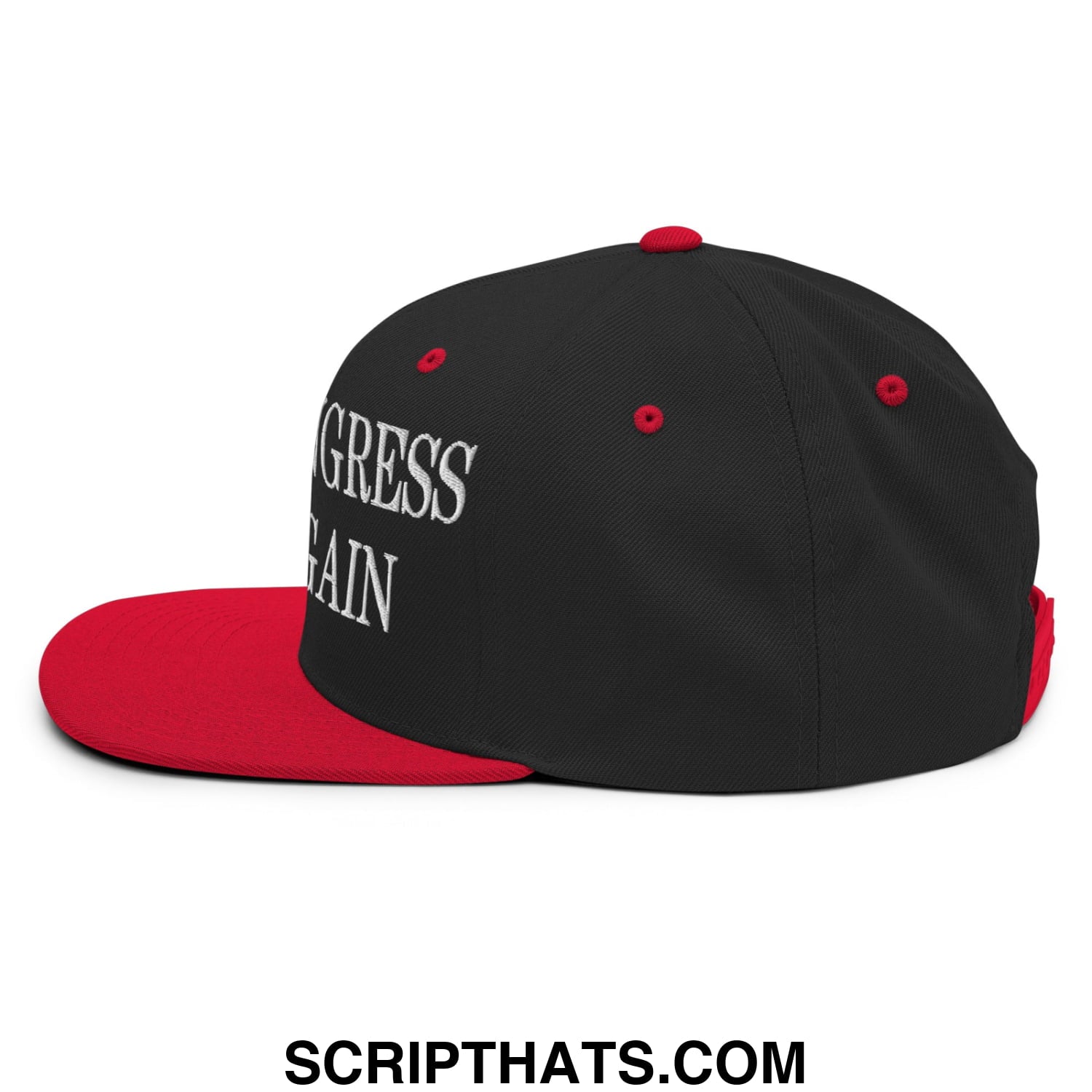 Make Congress Blue Again Embroidered Flat Bill Brim Snapback Hat Black Red