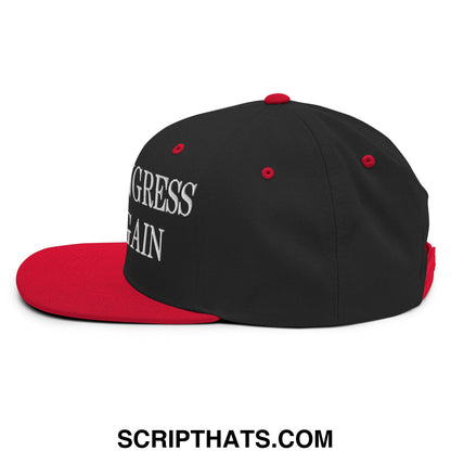 Make Congress Blue Again Embroidered Flat Bill Brim Snapback Hat Black Red