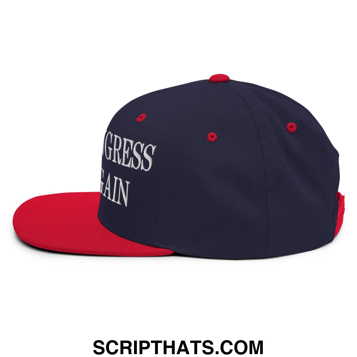 Make Congress Blue Again Embroidered Flat Bill Brim Snapback Hat Navy Red