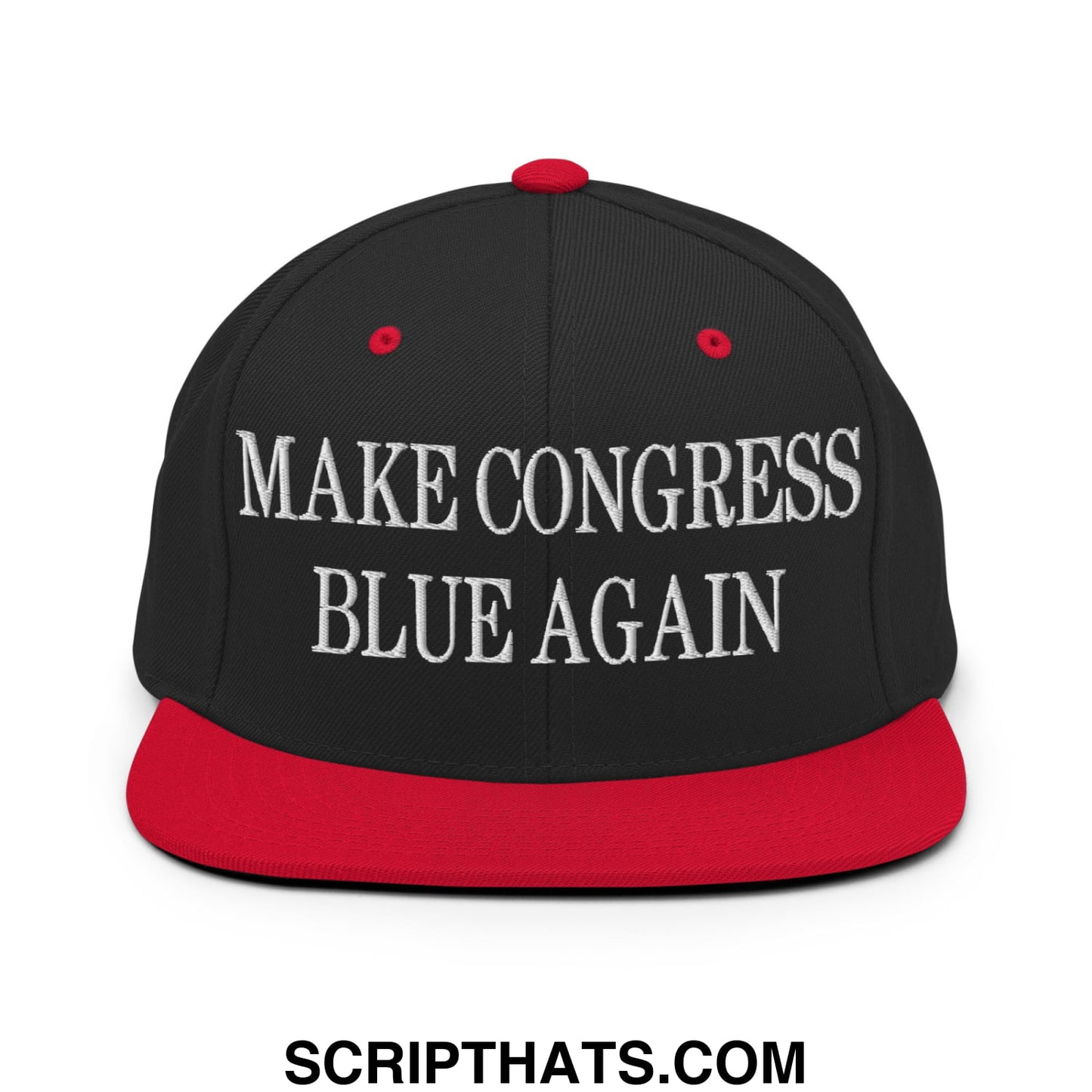 Make Congress Blue Again Embroidered Flat Bill Brim Snapback Hat Black Red