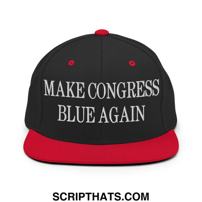 Make Congress Blue Again Embroidered Flat Bill Brim Snapback Hat Black Red