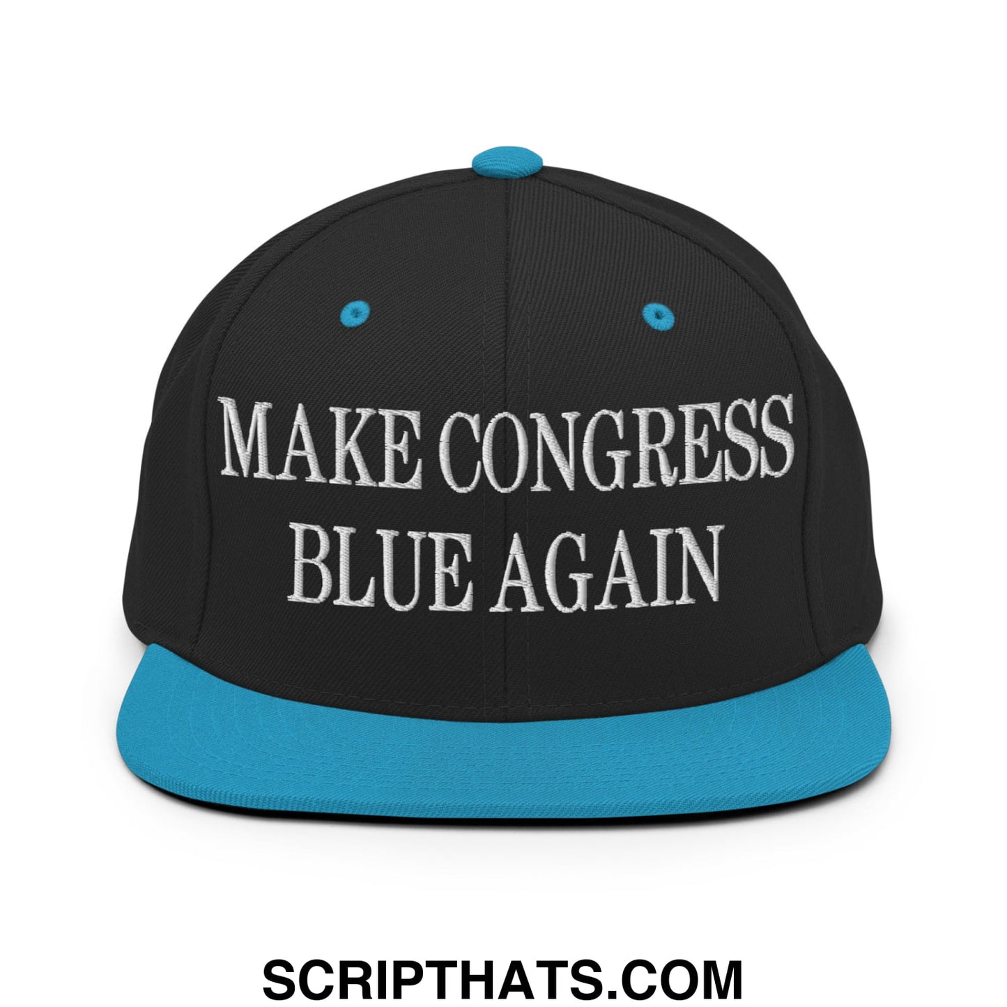 Make Congress Blue Again Embroidered Flat Bill Brim Snapback Hat Black Teal