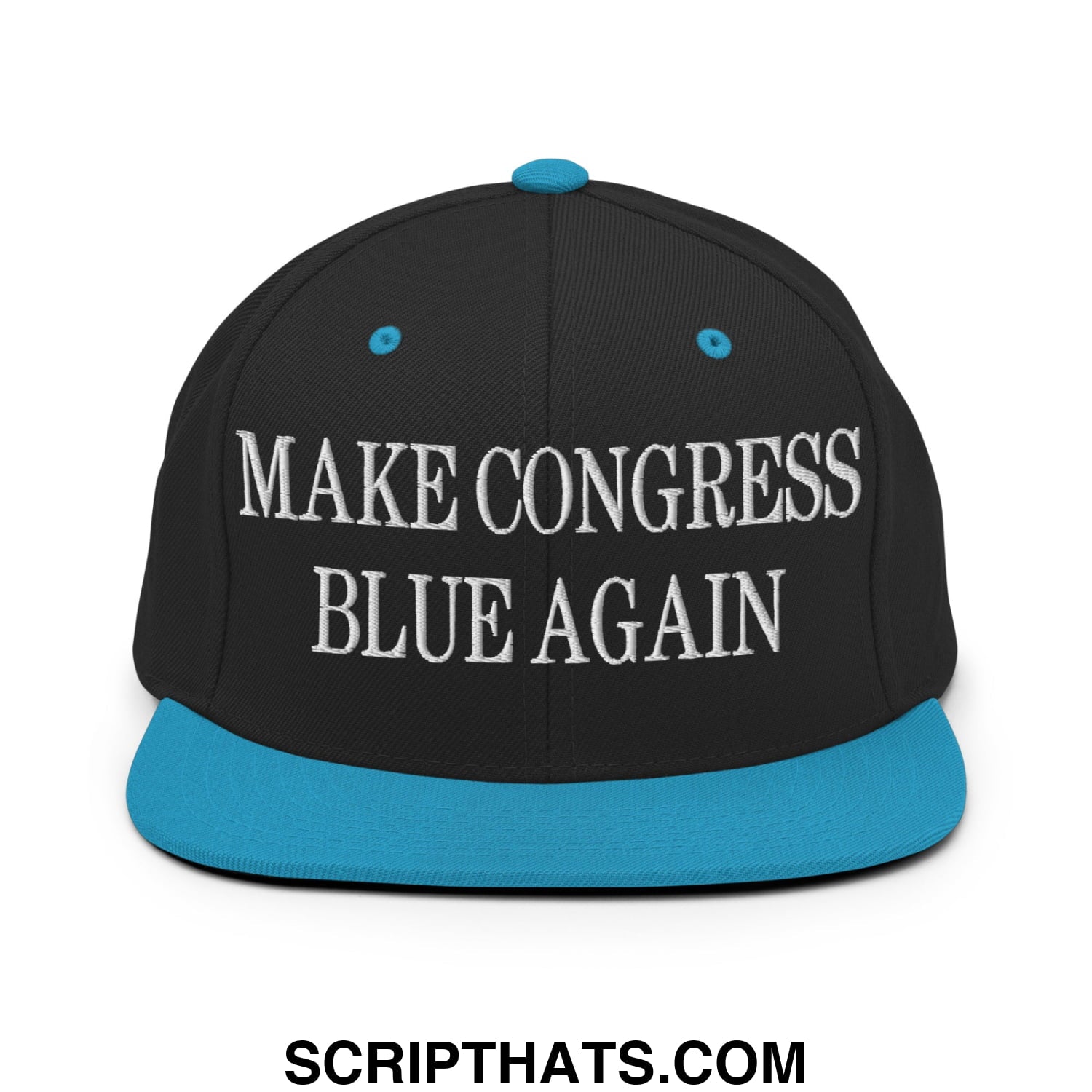 Make Congress Blue Again Embroidered Flat Bill Brim Snapback Hat Black Teal