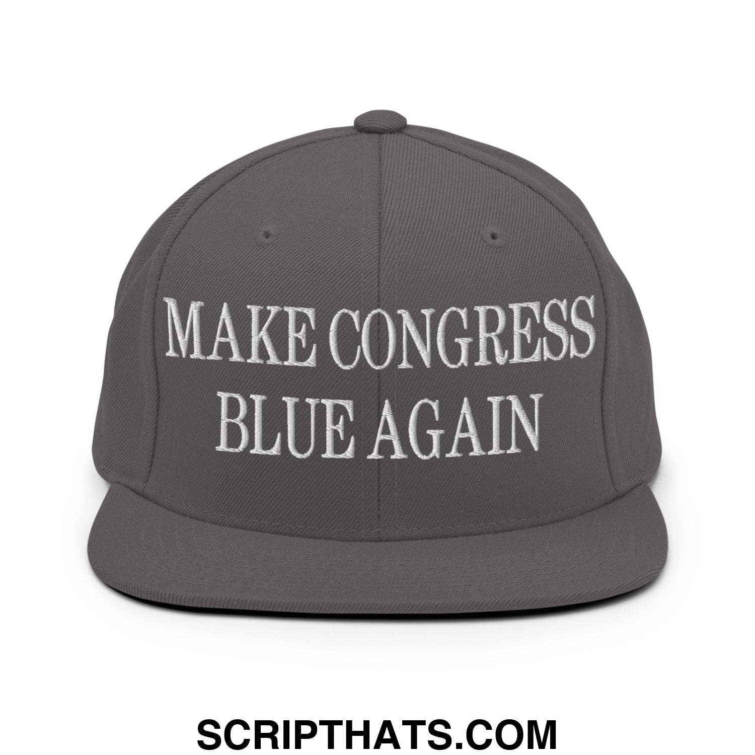 Make Congress Blue Again Embroidered Flat Bill Brim Snapback Hat Dark Grey