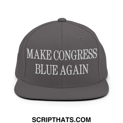 Make Congress Blue Again Embroidered Flat Bill Brim Snapback Hat Dark Grey