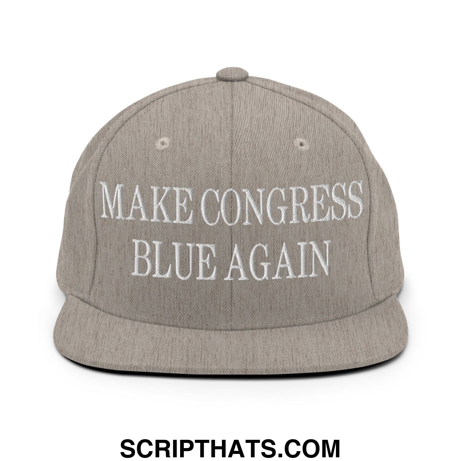 Make Congress Blue Again Embroidered Flat Bill Brim Snapback Hat Heather Grey