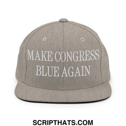 Make Congress Blue Again Embroidered Flat Bill Brim Snapback Hat Heather Grey
