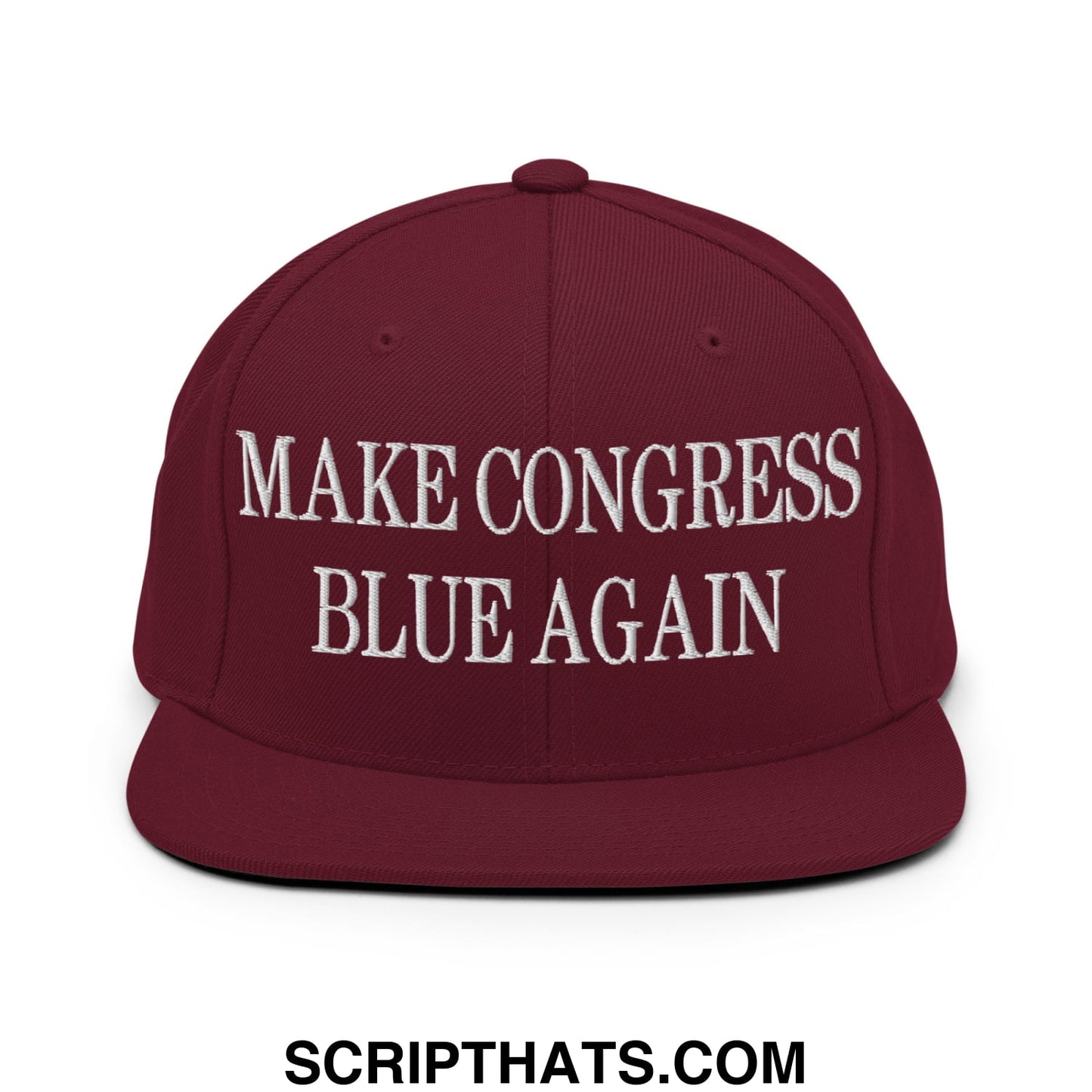Make Congress Blue Again Embroidered Flat Bill Brim Snapback Hat Maroon