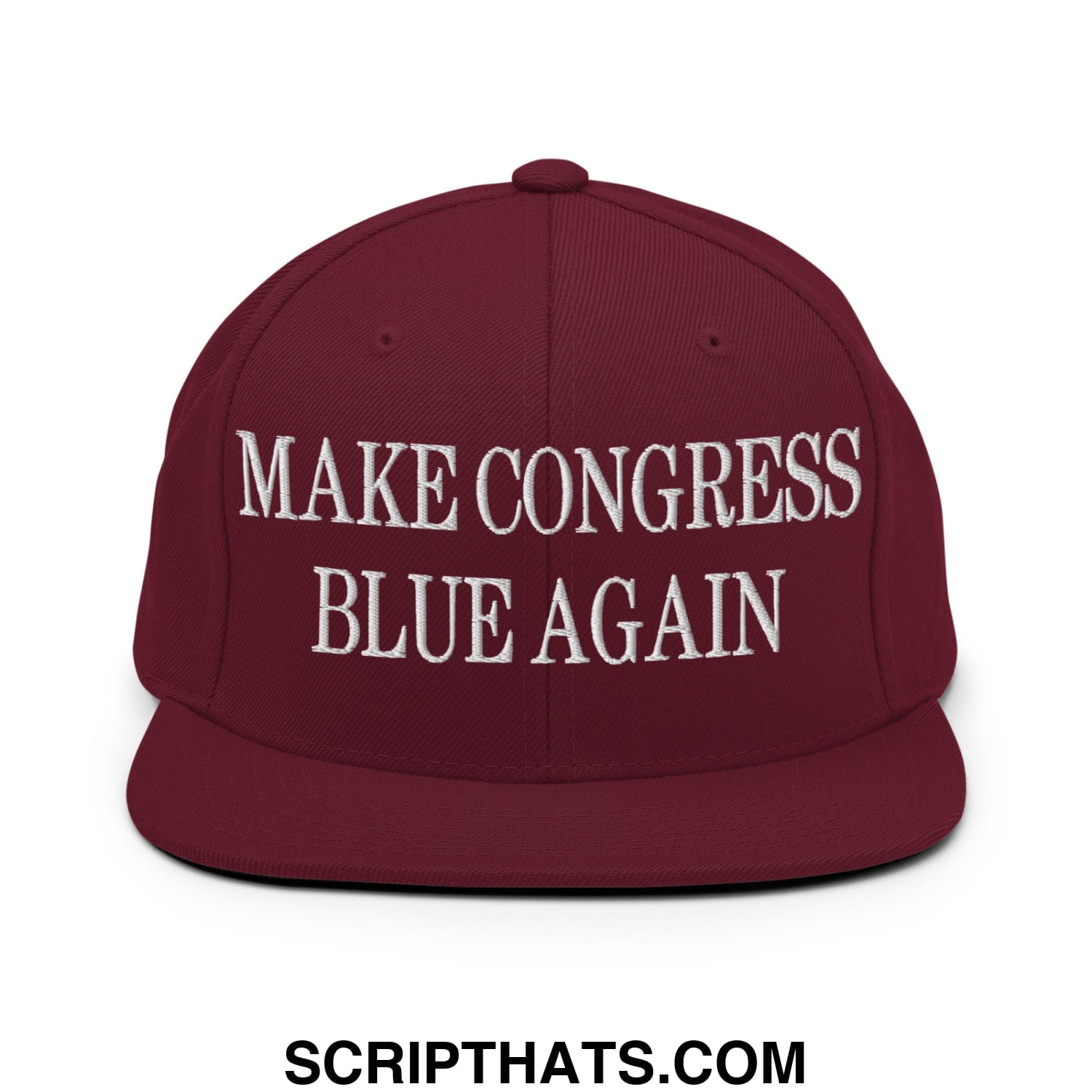 Make Congress Blue Again Embroidered Flat Bill Brim Snapback Hat Maroon