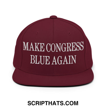 Make Congress Blue Again Embroidered Flat Bill Brim Snapback Hat Maroon